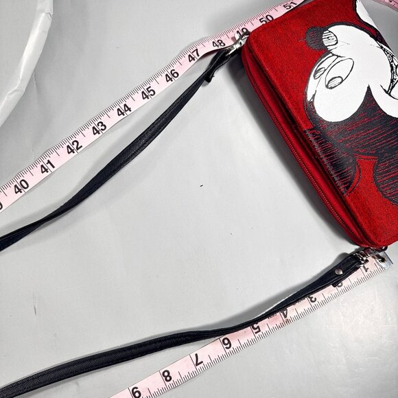 Disney Mickey Mouse Wallet Sketch Convertible Crossbody Embroidered Purse - Picture 11 of 16